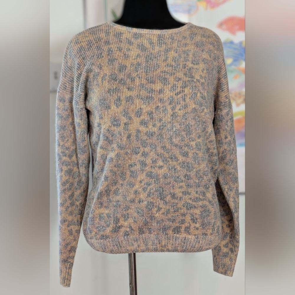 Silk & Angora Blend Leopard Print Sweater Medium